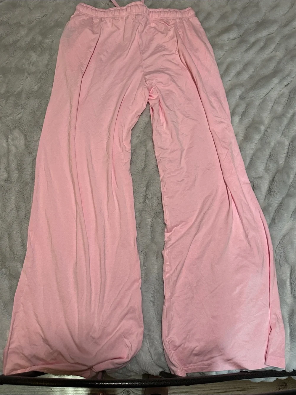 Girls' Pink Wide-Leg Sweatpants with Drawstring